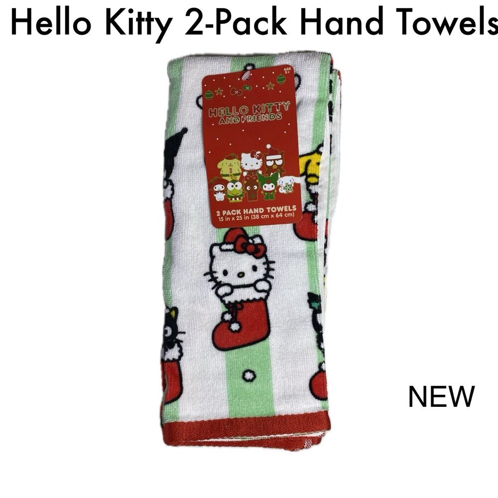 Hello Kitty and Friends Christmas Stocking 2-Pack Hand Towels New